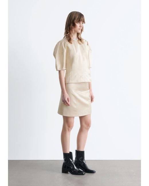 & Other Stories Natural Satin Mini Skirt