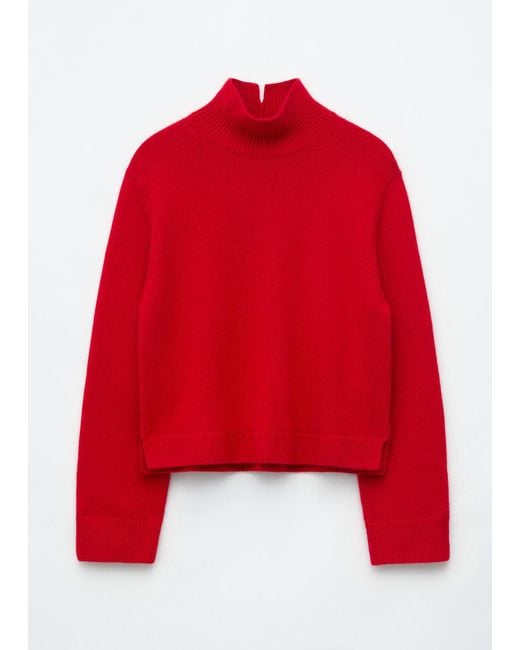 & Other Stories Red Wool-Cashmere Mock Neck Jumper