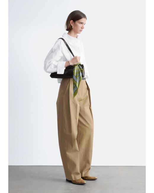 & Other Stories White Cropped Oversized Cotton Shirt
