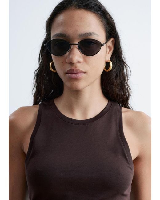 & Other Stories Brown Wire-Frame Oval Sunglasses
