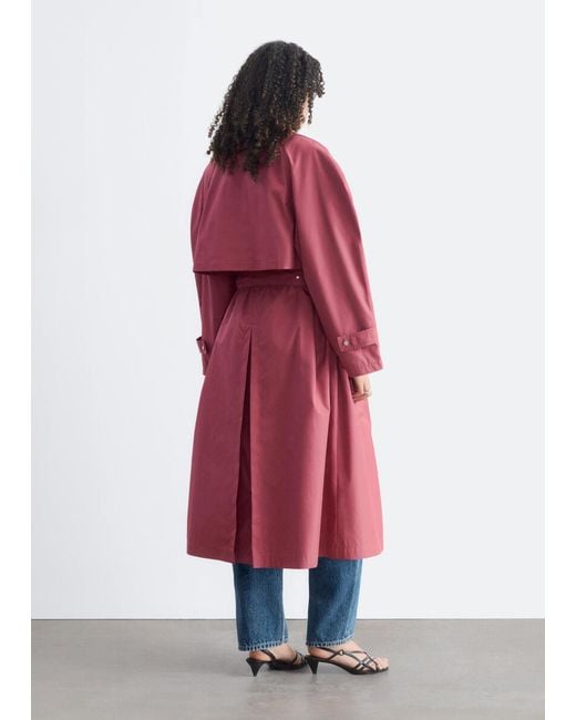 & Other Stories Red Bold-Shoulder Belted Coat