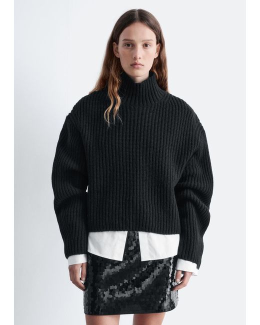 & Other Stories Black Cropped Turtleneck Jumper