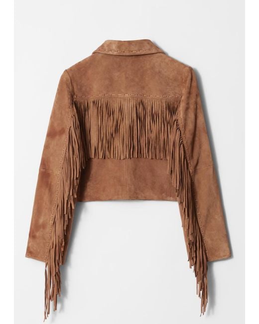 & Other Stories Brown Fringe Suede Jacket