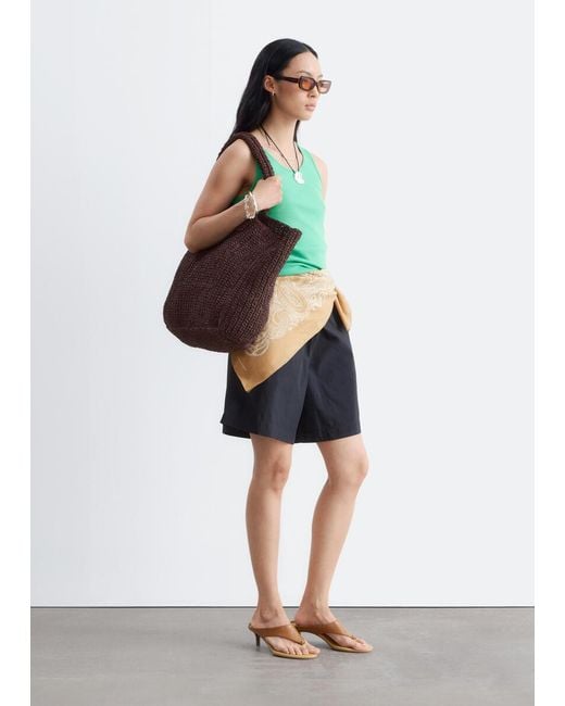 & Other Stories Green Ribbed Cotton Tank Top