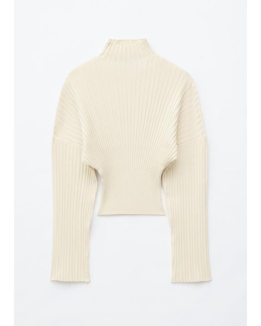 & Other Stories White Ribbed Mock-Neck Jumper