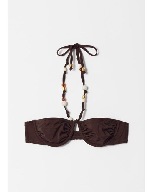 & Other Stories White Beaded Balconette Bikini Top