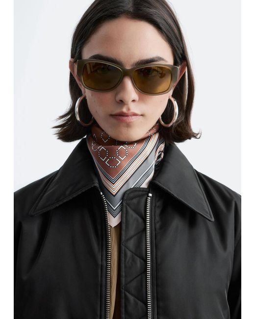 & Other Stories Black Cropped Bomber Jacket