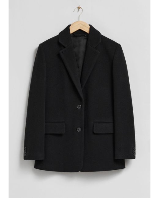 & Other Stories Black Oversized Wool Blazer