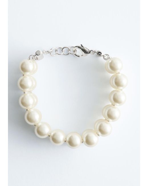 & Other Stories White Faux Pearl Bracelet