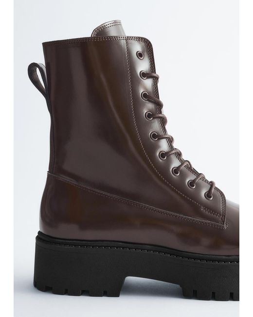 & Other Stories Black Lace-Up Leather Boots