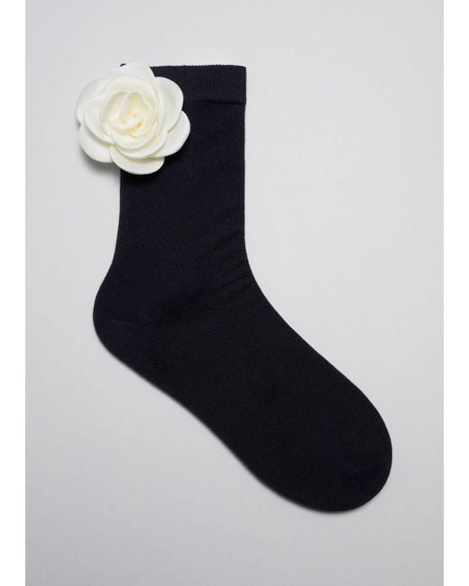 & Other Stories Blue Rose Appliqué Socks
