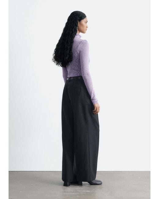 & Other Stories Purple Lace Turtleneck Top