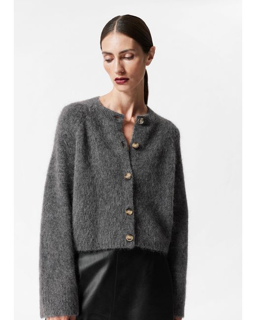 & Other Stories Gray Mohair-blend Knit Cardigan