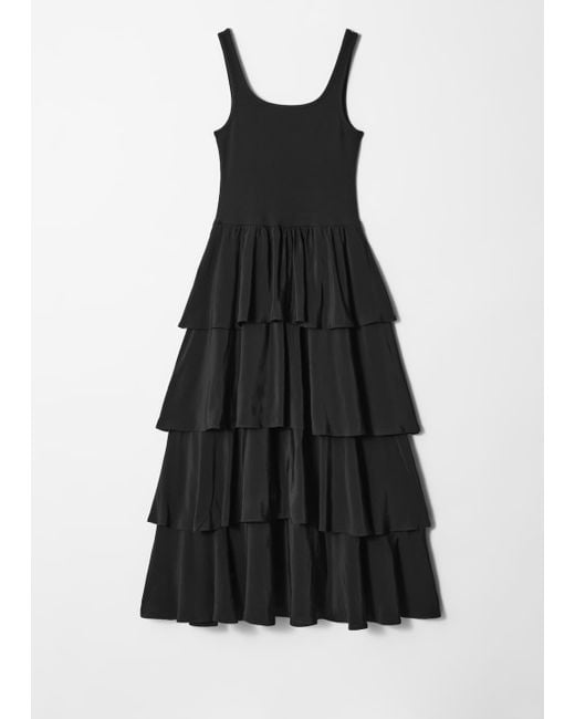 Other Stories Ruffle Midi Dress in Black Lyst UK