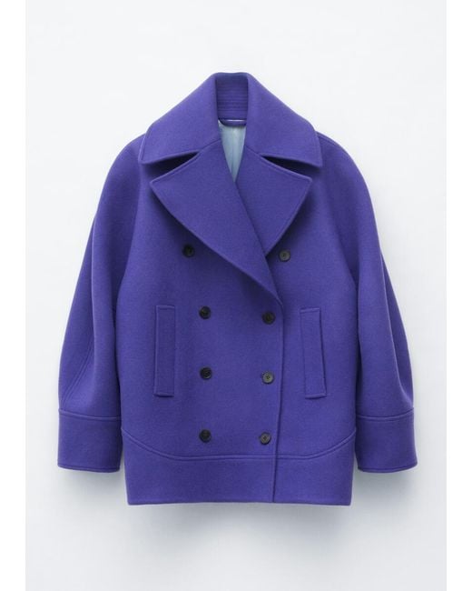 & Other Stories Blue Wide-Collar Peacoat
