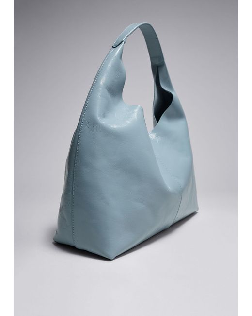 & Other Stories Blue Classic Leather Tote