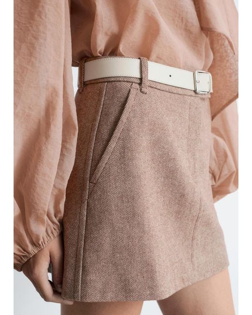 & Other Stories Brown Wool Mini Skirt