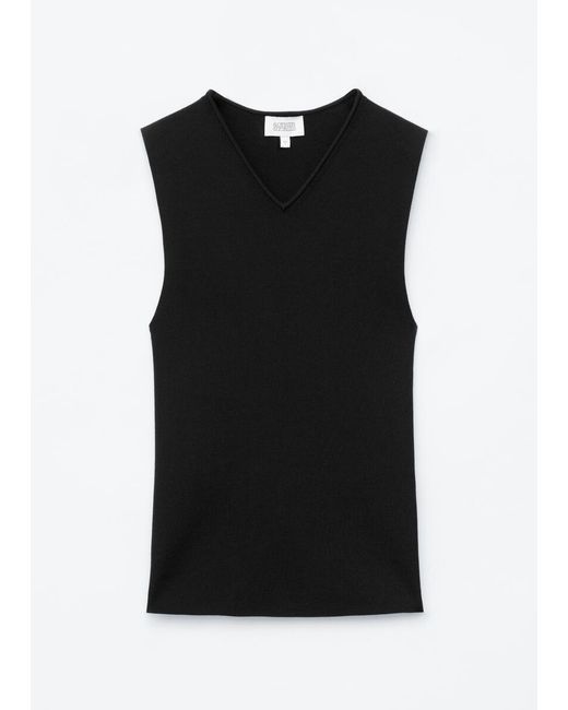 & Other Stories Black Sleeveless V-Neck Knitted Top
