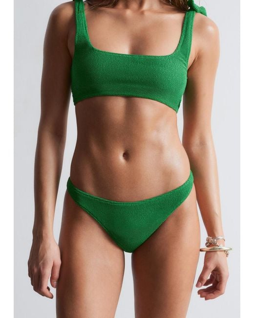 & Other Stories Green Textured Bikini Briefs