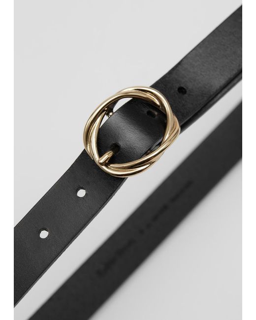 & Other Stories Gray Knot-Buckle Leather Belt