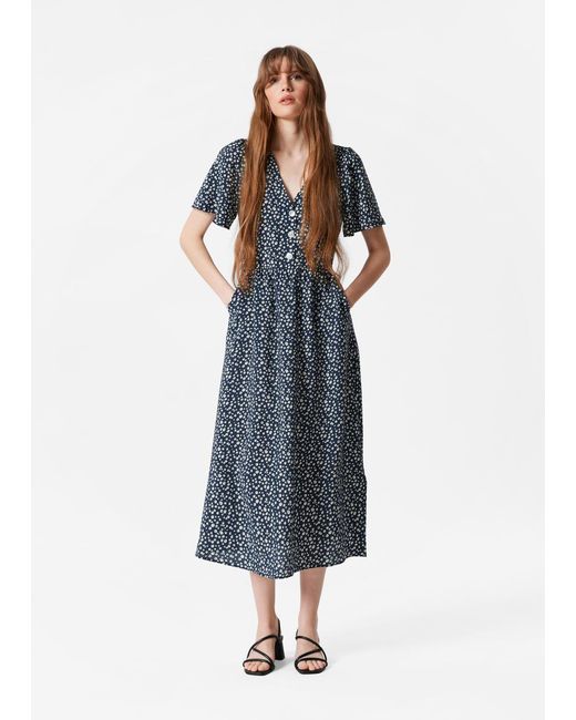 Robe Midi À Col En V & Other Stories en coloris Blue