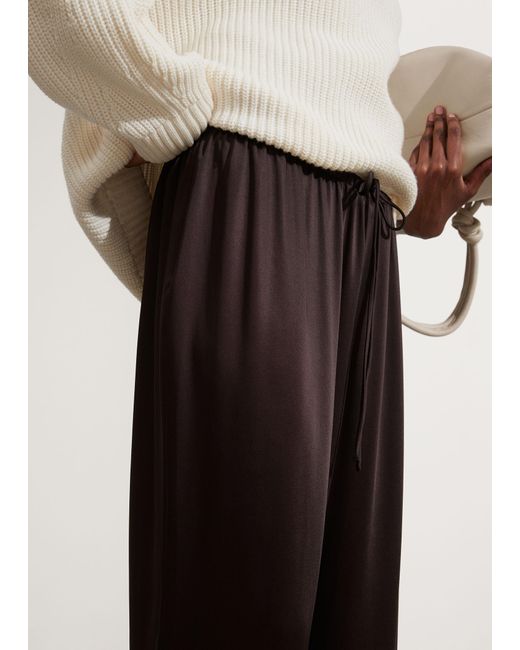 & Other Stories Brown Satin Drawstring Trousers