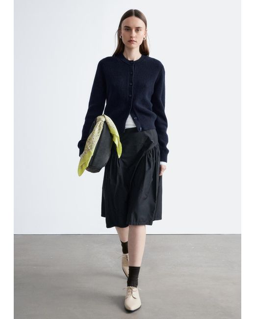 & Other Stories Blue Rib-Knit Cardigan
