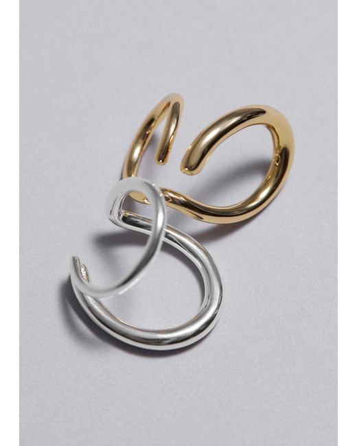 & Other Stories White Double Hoop Ear Cuff