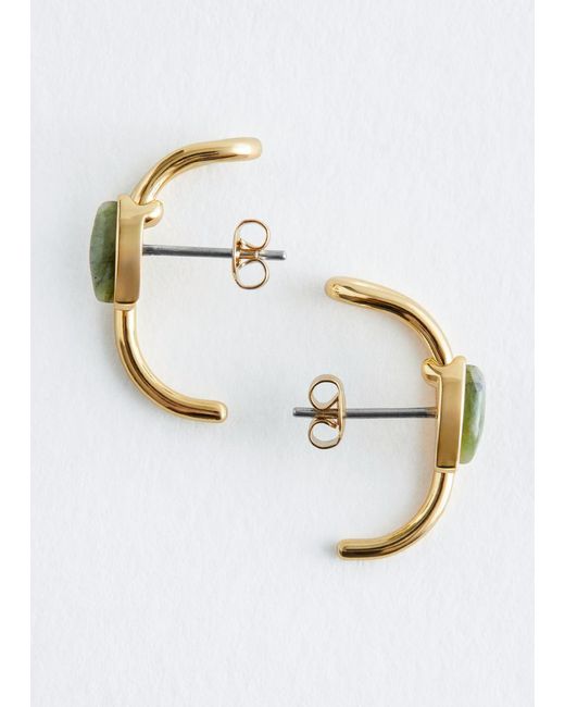 & Other Stories White Ear-Cuff-Detail Stud Earrings