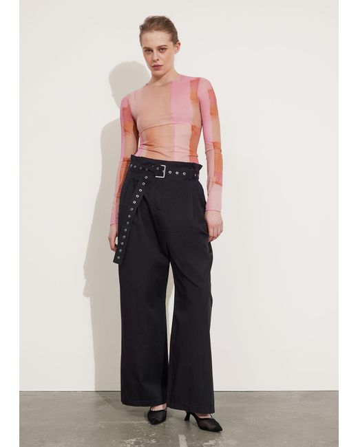& Other Stories Pink Sheer Mesh Top