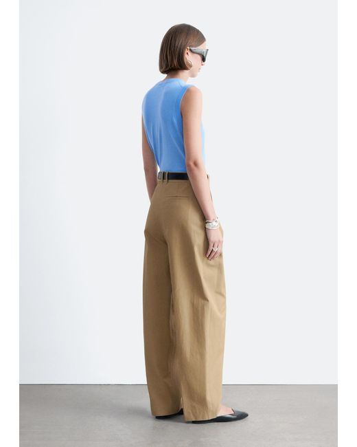 & Other Stories White Pleated Barrel-Leg Trousers