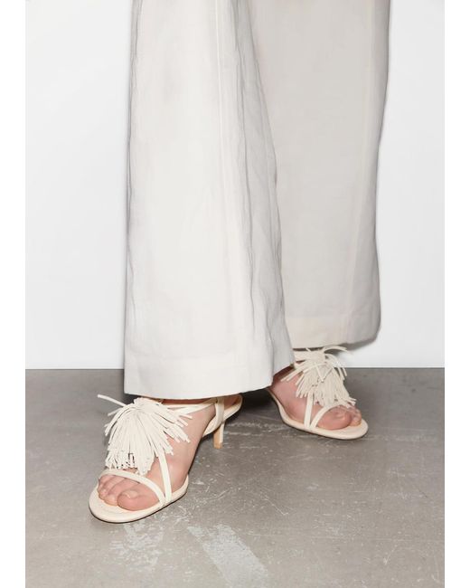 & Other Stories Natural Fringed Leather Sandals