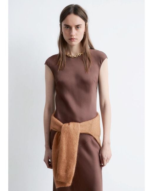 & Other Stories White Fitted Satin Maxi Dress