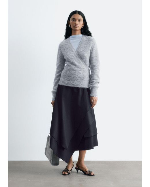 & Other Stories Gray Mohair-Blend Pointelle Cardigan