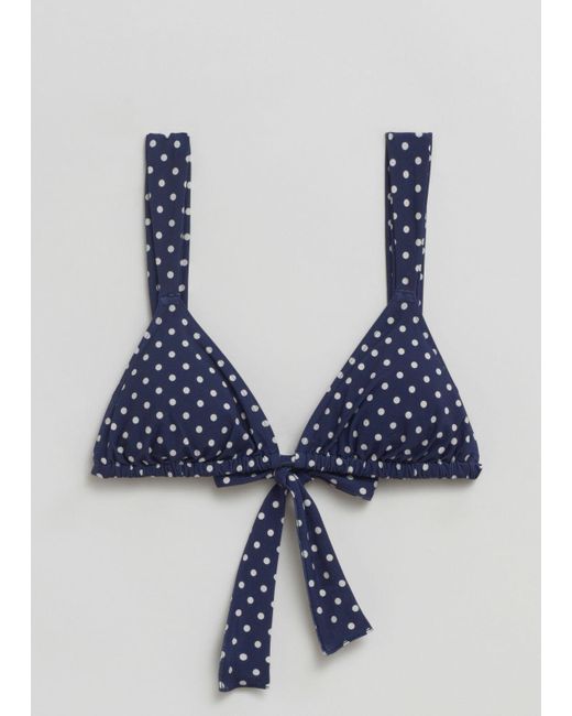 & Other Stories Blue Polka-dot Triangle Bikini Top