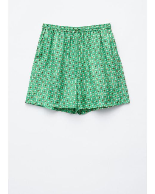 & Other Stories Green Silk Drawstring Shorts