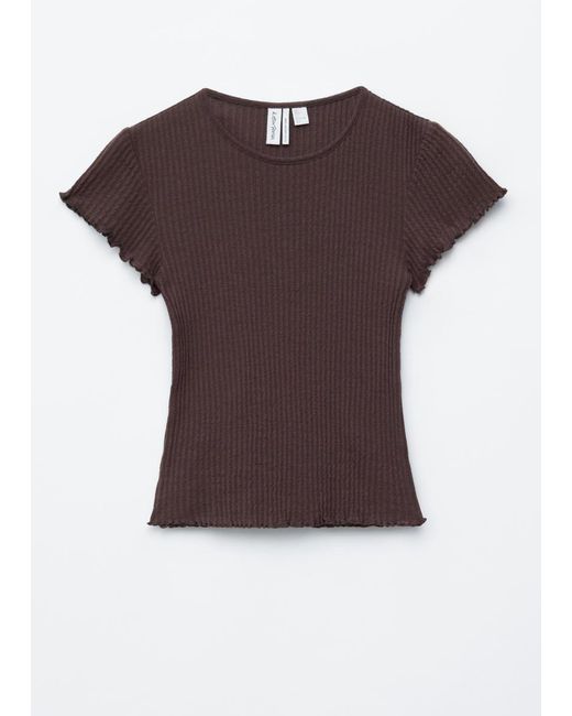 & Other Stories Brown Ribbed Wool T-Shirt