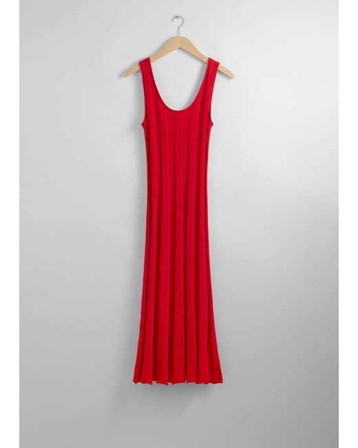 & Other Stories Red Slim Tank Midi Dress