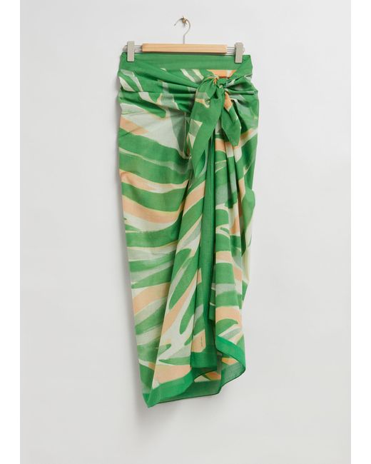 & Other Stories Green Printed Cotton Sarong