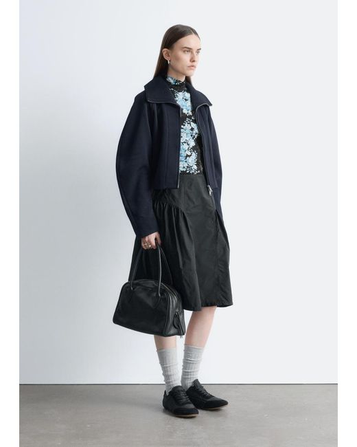& Other Stories Black Floral-Patterned Turtleneck Top