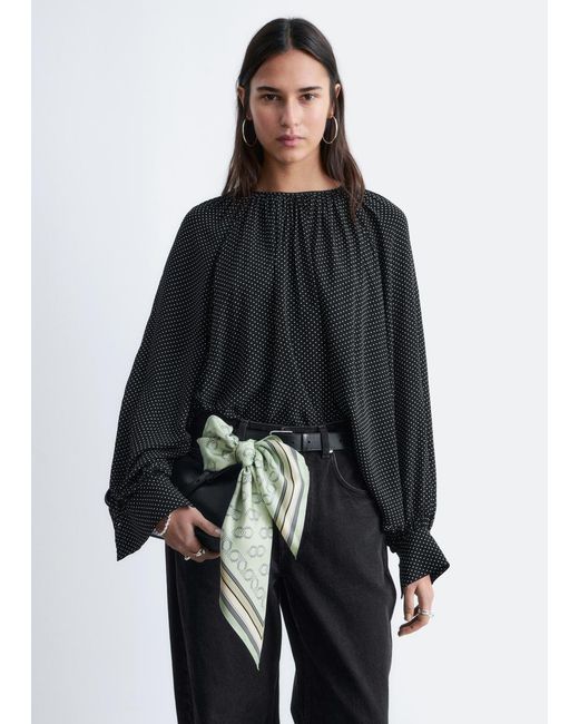 & Other Stories Black Balloon-Sleeve Blouse