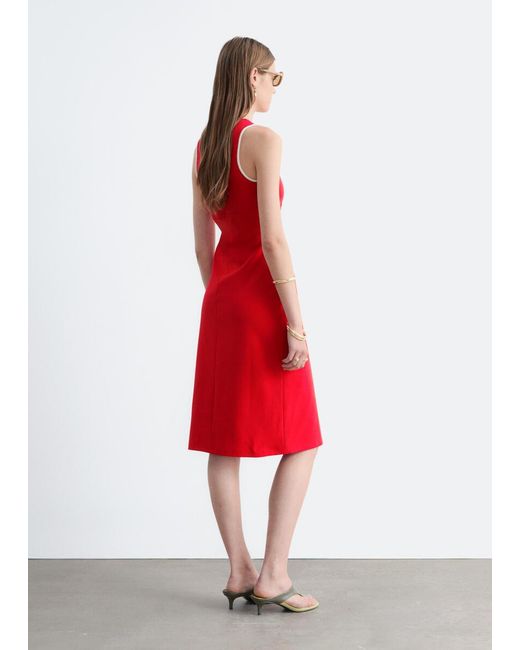 & Other Stories Red U-Neck Midi Dress