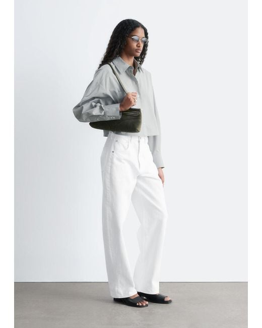 & Other Stories White Cropped Oversized Cotton Shirt