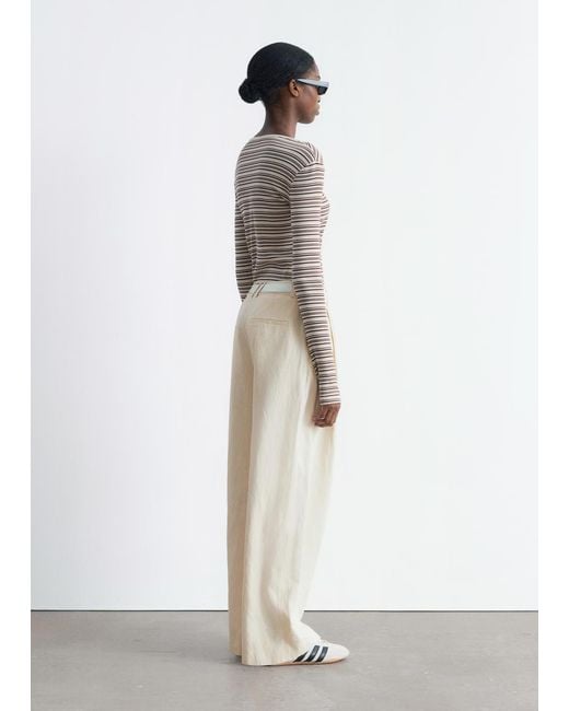 & Other Stories White Wide-Leg Trousers