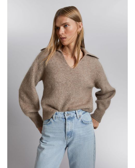 & Other Stories Brown Mohair Knit Jumper