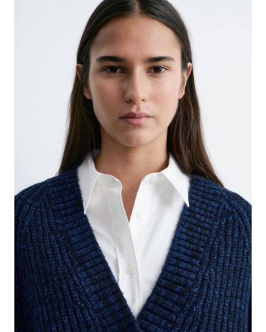 & Other Stories Blue Chunky Rib-Knit Cardigan