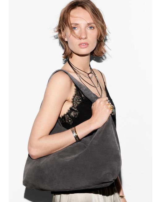 Grand Sac Cabas En Daim & Other Stories en coloris Black