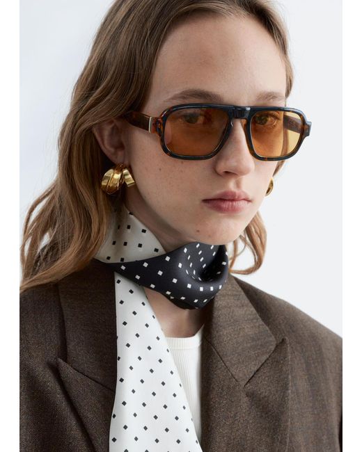 & Other Stories Brown Square-Frame Aviator Sunglasses