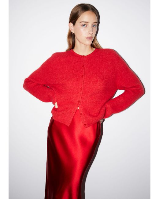 & Other Stories Red Knitted Cardigan