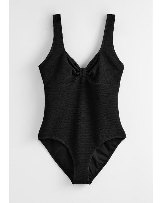 & Other Stories Black Textured Swimsuit